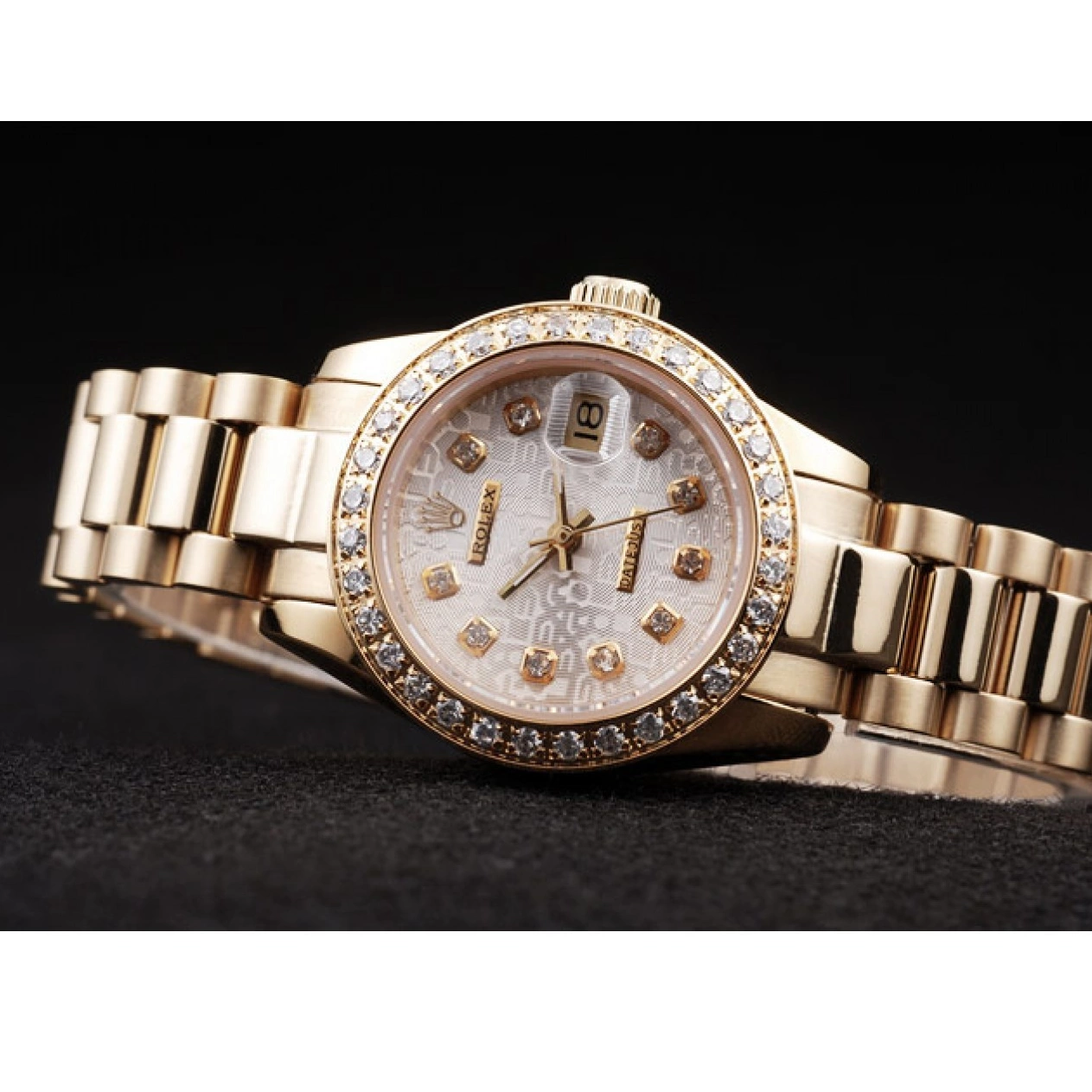 Aaa fake watches Plated Diamond Plated Steel Stainless 98076 Rolex 18k Yellow Gold Datejust 0602